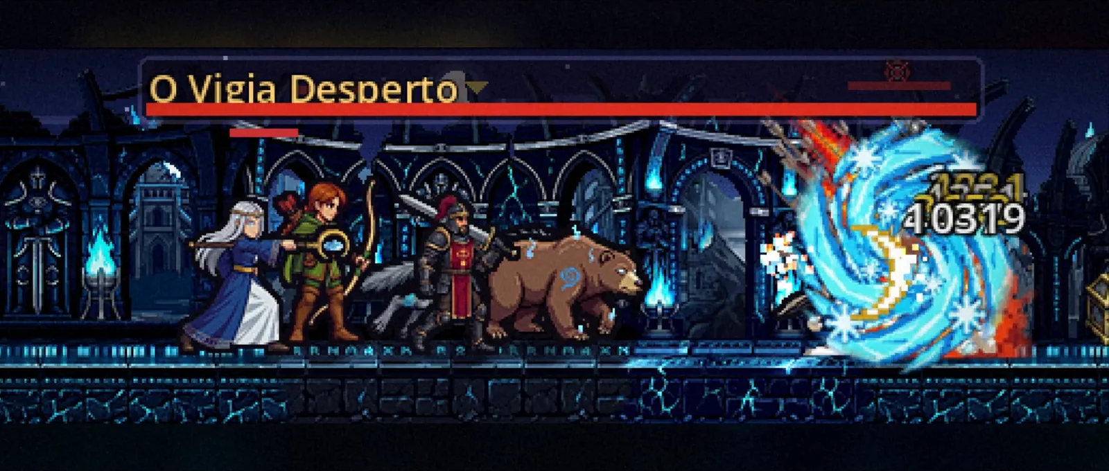 Grupo de heróis enfrentando O Vigia Desperto